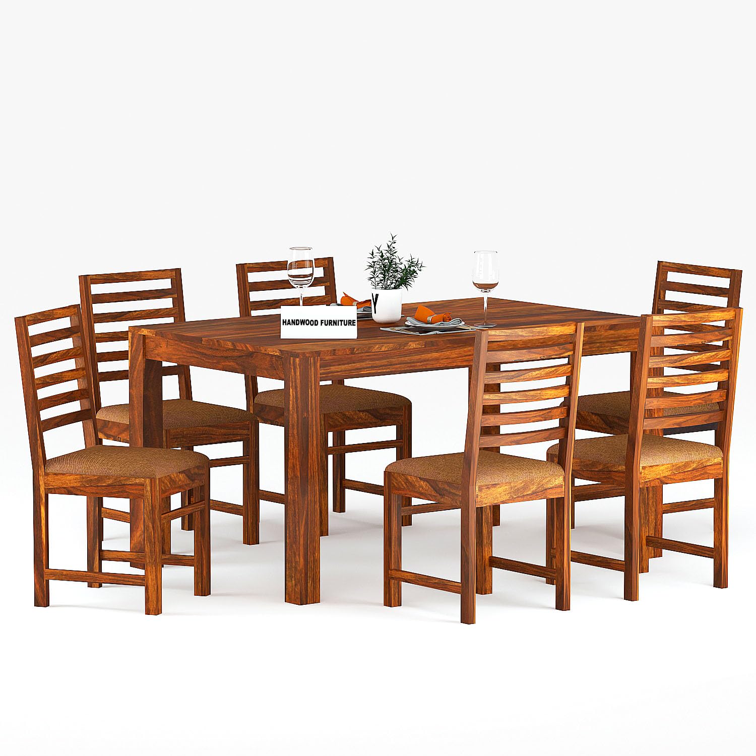 Sheesham Wood Dining Table(57x35) with 6 Chairs | Wooden Dining Table with Chair