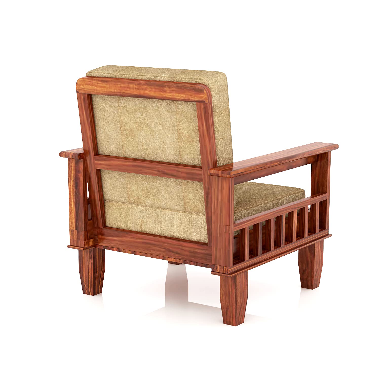 Solid Wood 1 Seater Wooden Sofa Set for Living Room Furniture | Sofa for Home & Office | 1 Seater Sofa