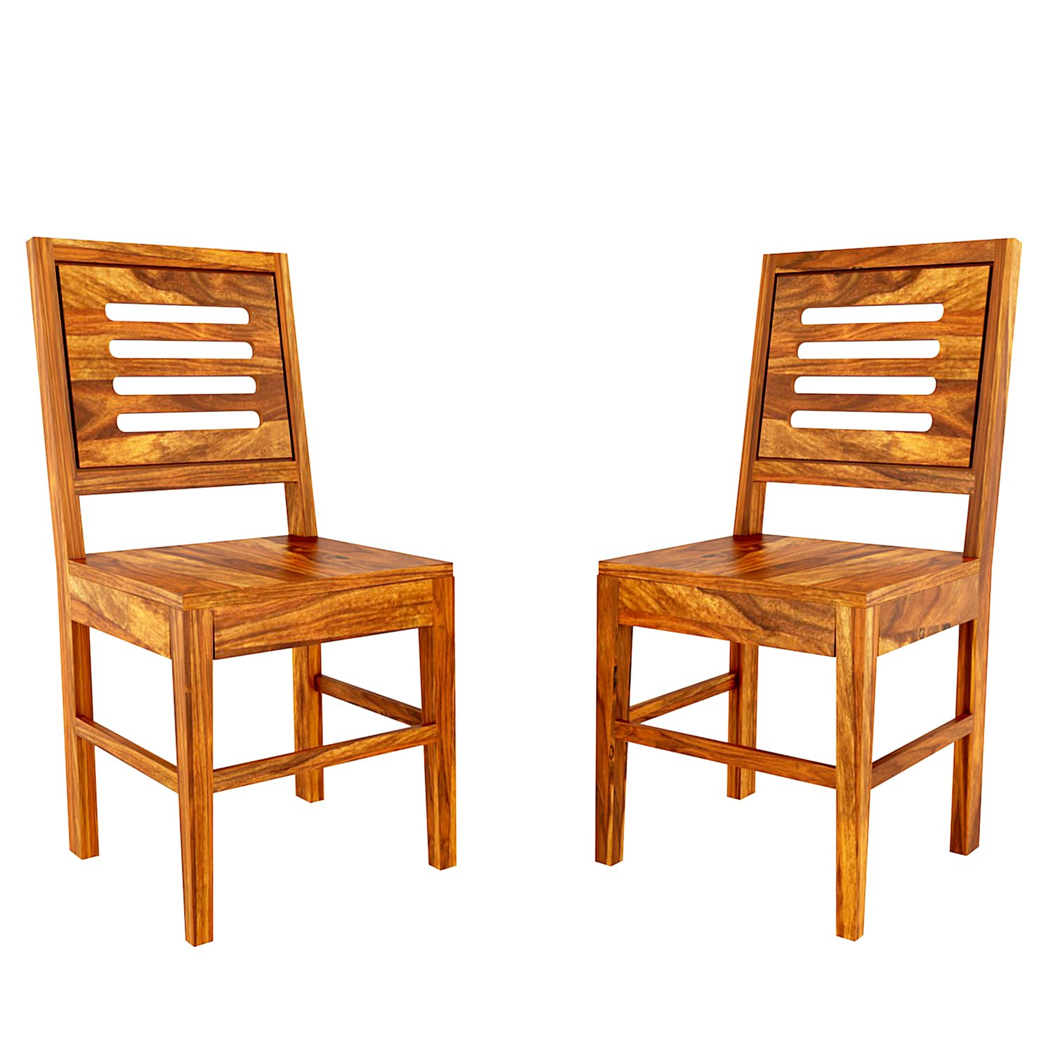 Modern Home Furniture | Solid Wood Dining Chair Set of 2 | Chair for Home & Office | Walnut Finish with Cream Cushions, Pre Assembled (Ready to Use)
