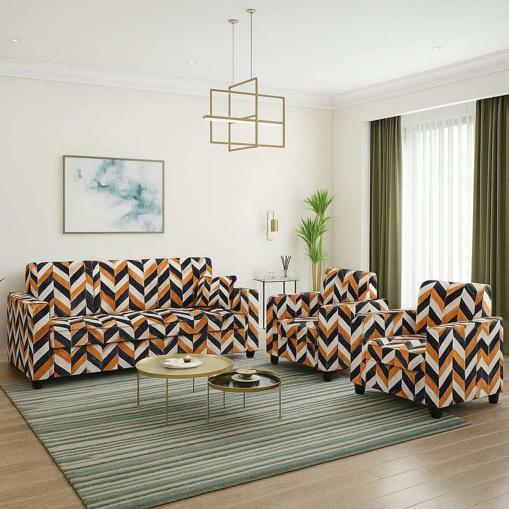 5 Seater Fabric Sofa Set for Living Room Furniture | 3+1+1 Sofa Set for Home & Office