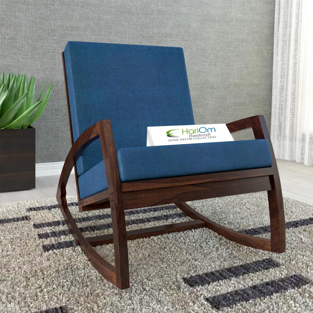 KendalWood Furniture Sheesham Wood Rocking Chair for Adults, Wooden Rocking Chair, Walnut Finish Rocking Chair