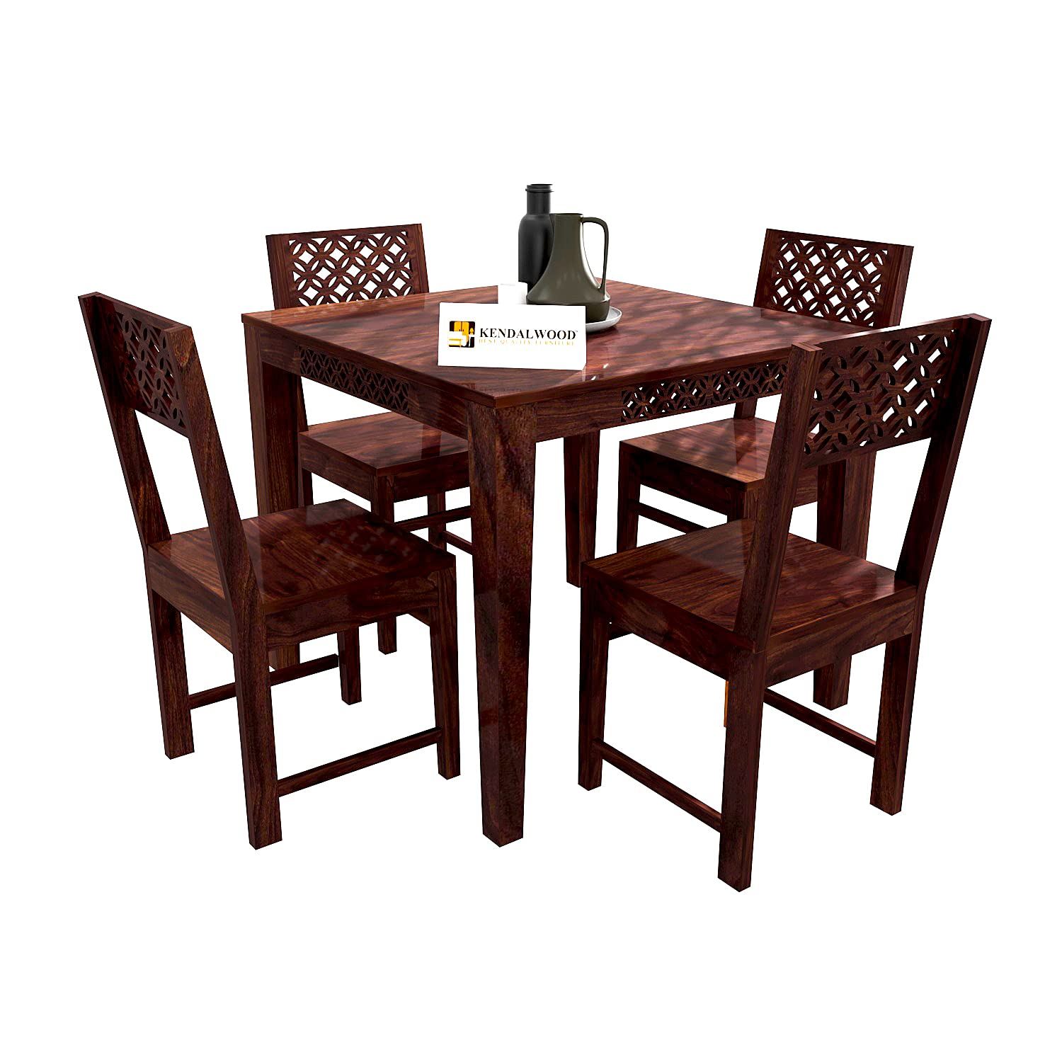 Sheesham Wood CNC Cuting Dining Table with Chairs & | Dining Room Furniture 4 Seater Dining Set