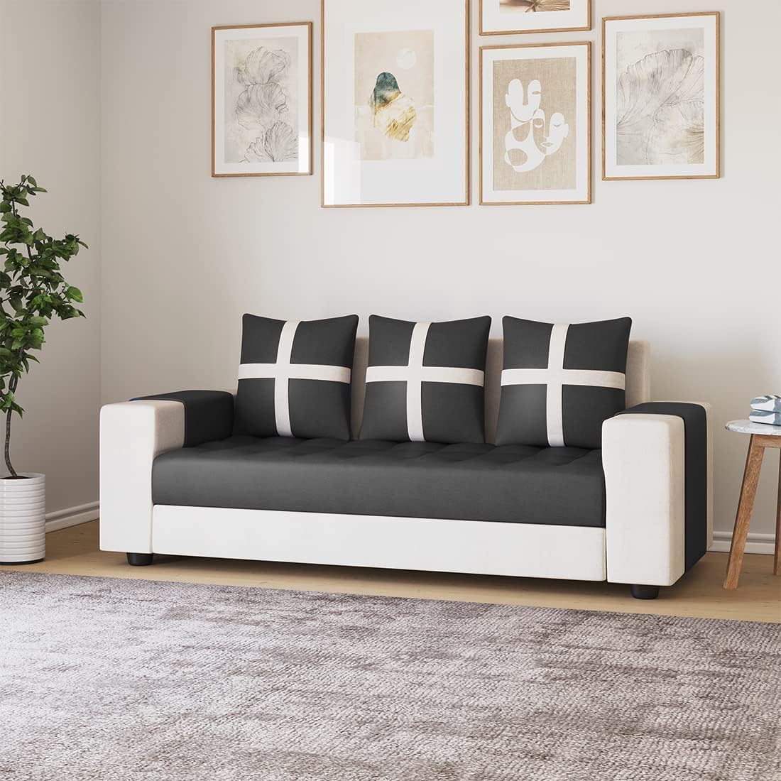3 Seater Fabric Sofa Set for Living Room Furniture|Fabric 3-Person Sofa Set|Sofa for Home & Office