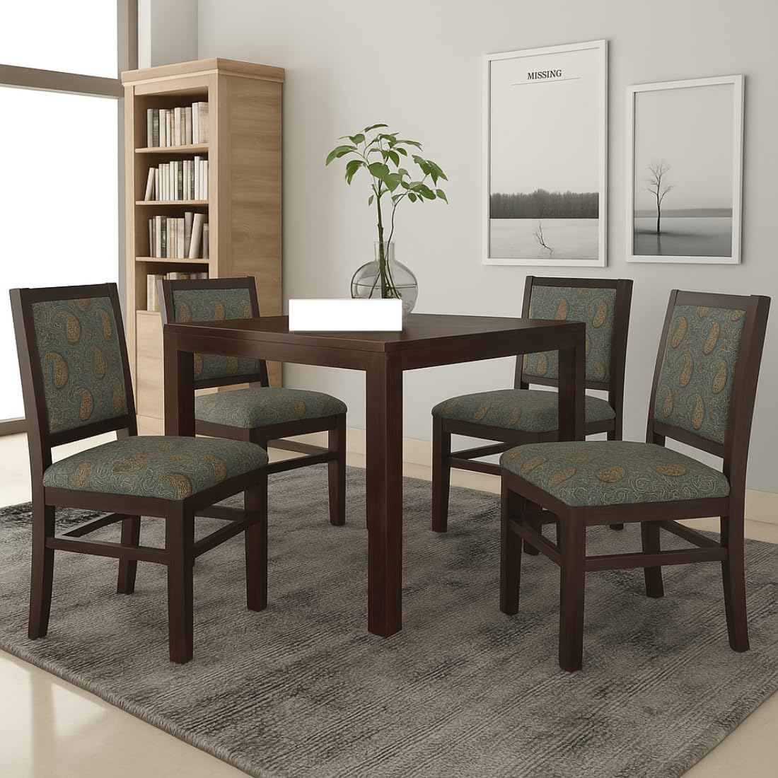 Sheesham Wood Dining Table(34x34) | 4 Seater Dining Set | Wooden Dining Table with 4 Chairs - Dining Room Furniture