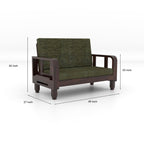 Solid Wood 2 Seater Wooden Sofa Set for Living Room Furniture Fabric 2 Seater Sofa
