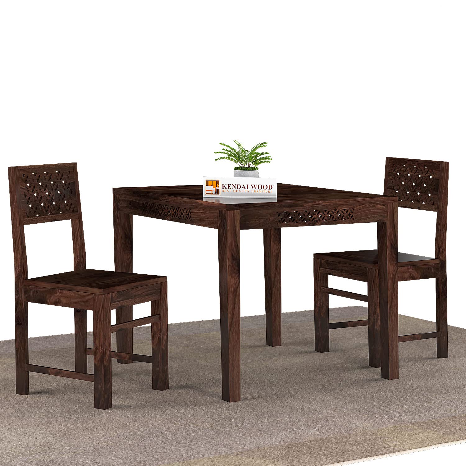 Sheesham Wood Dining Table Square (34x34 inch) with 2 Chair | 2 Seater Dining Set