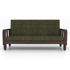 Solid Wood 3 Seater Wooden Sofa Set for Living Room Furniture Fabric 3 Seater Sofa