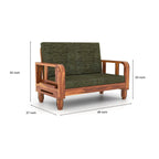 Solid Wood 2 Seater Wooden Sofa Set for Living Room Furniture Fabric 2 Seater Sofa