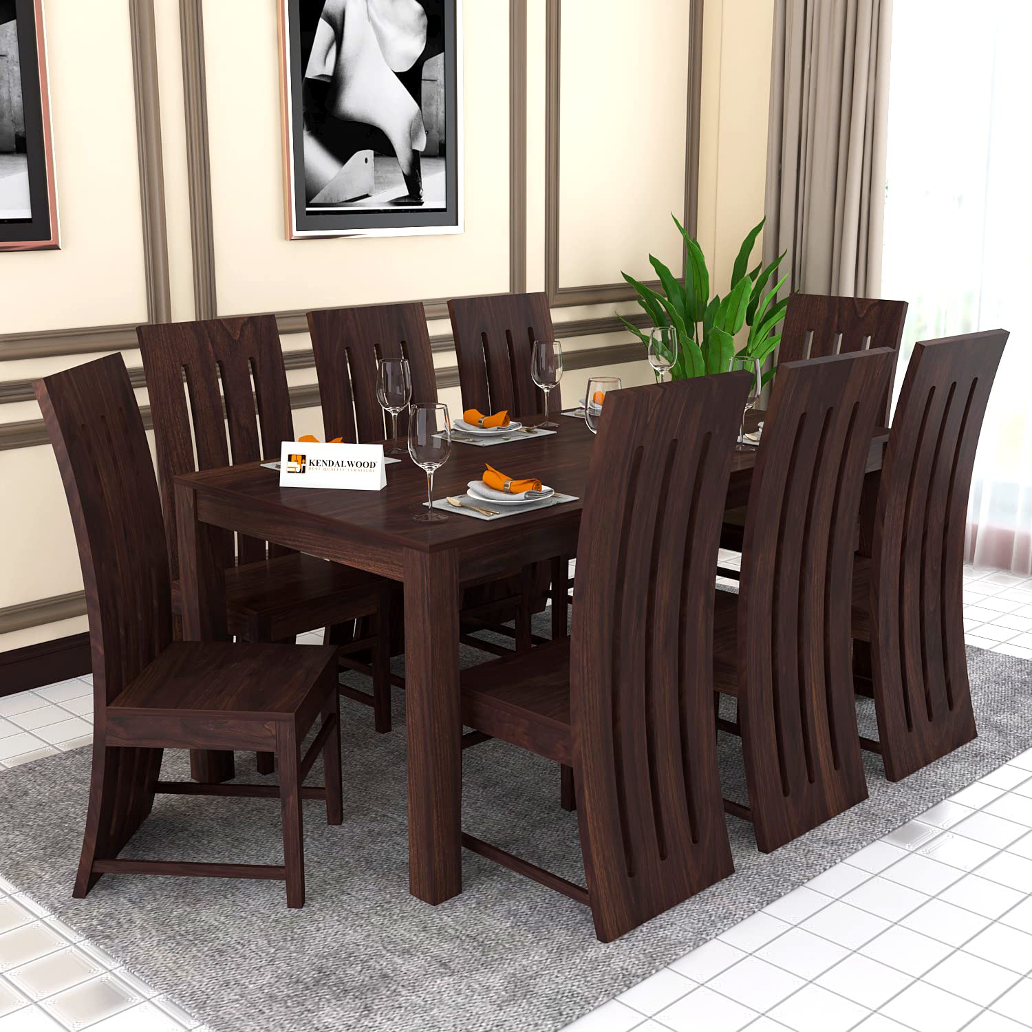 Solid (Sheesham) Wood Dining Table with 8 Chairs | 8 Seater Dining Set