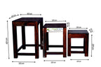 Sheesham Wood Nesting Tables for Living Room, Wooden Stools, Set of 3