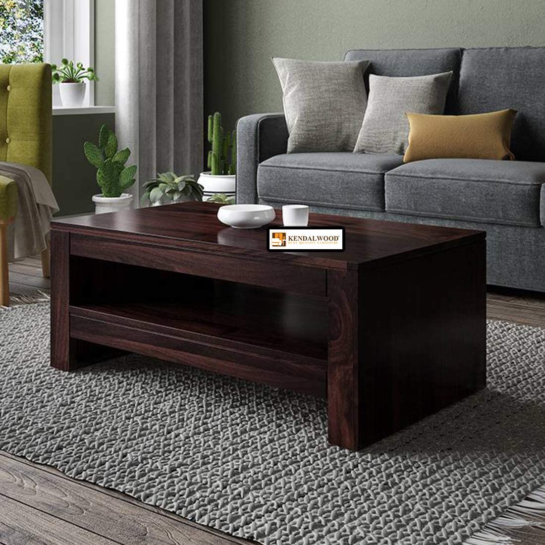 Rectangle Sheesham Wooden Coffee Table for Living Room