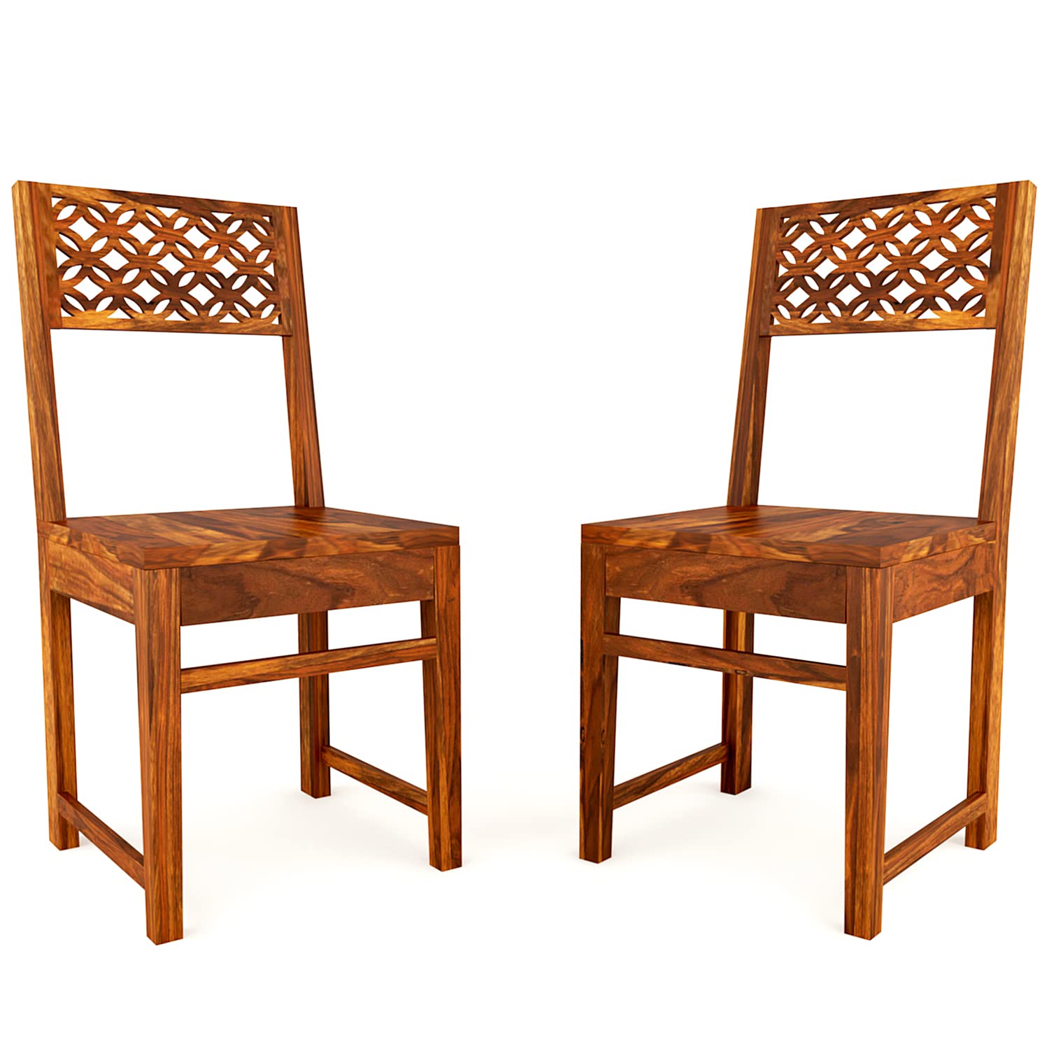 Modern Home Furniture | Solid Wood Dining Chair Set of 2 | Multipurpose Chair for Home & Office | Honey Finish |Pre Assembled (Ready to Use)
