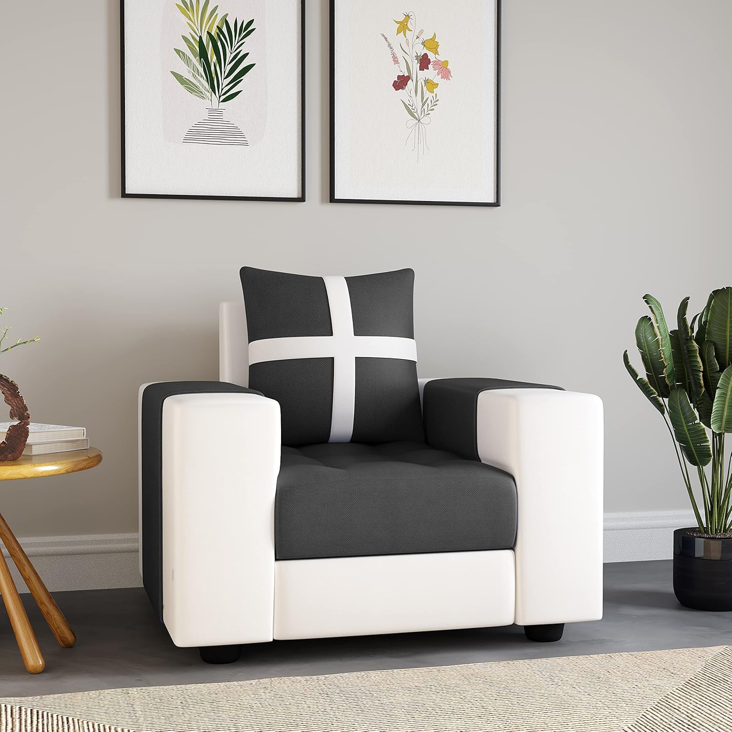 1 Seater Fabric Sofa Set for Living Room Furniture | Fabric 1 Seater Sofa Set | Sofa for Home & Office