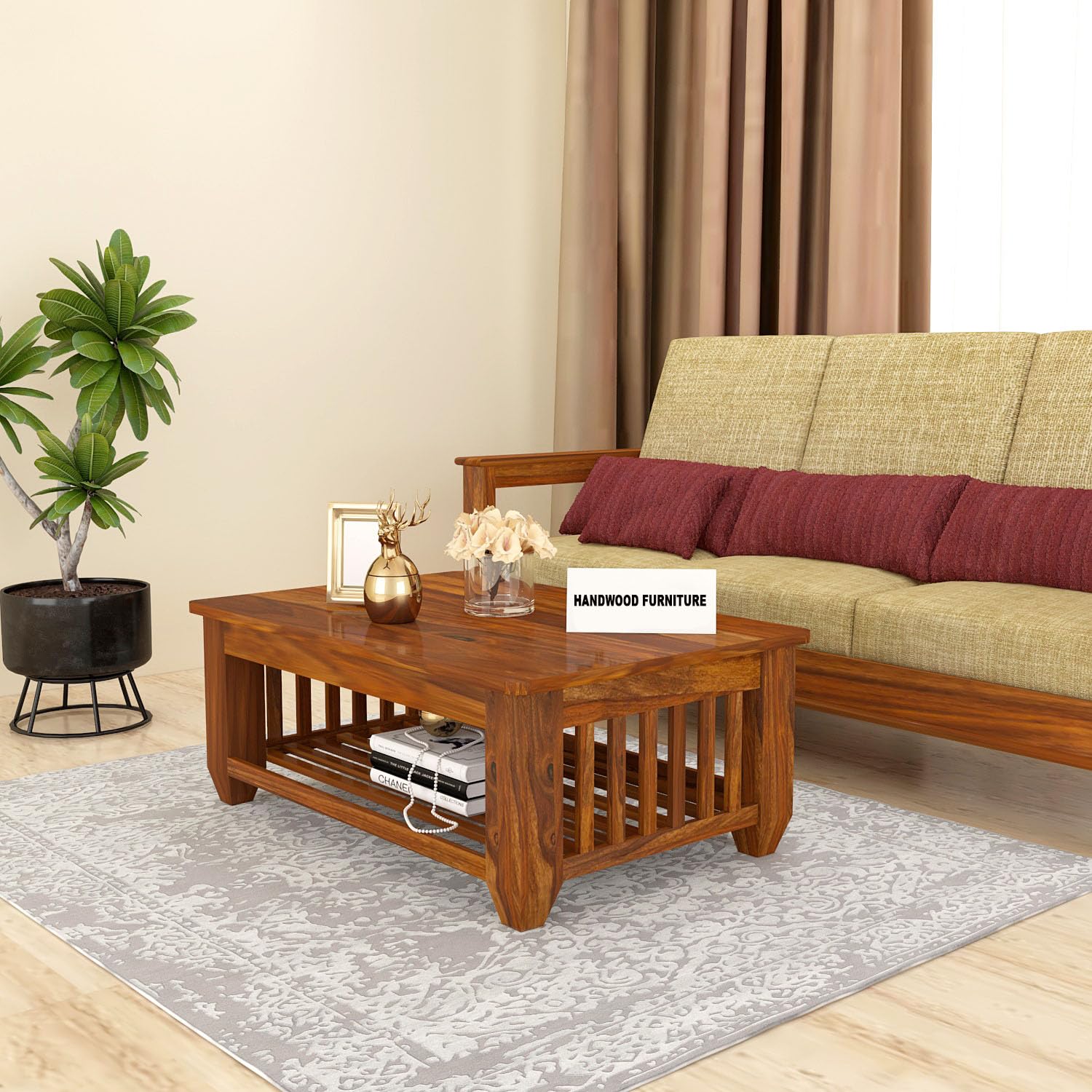 Premium Sheesham Wood Coffee Table for Living Room | Solid Wood Coffee Table, Center Table, Tea Table | Wooden Coffee Table | Best Furniture for Home