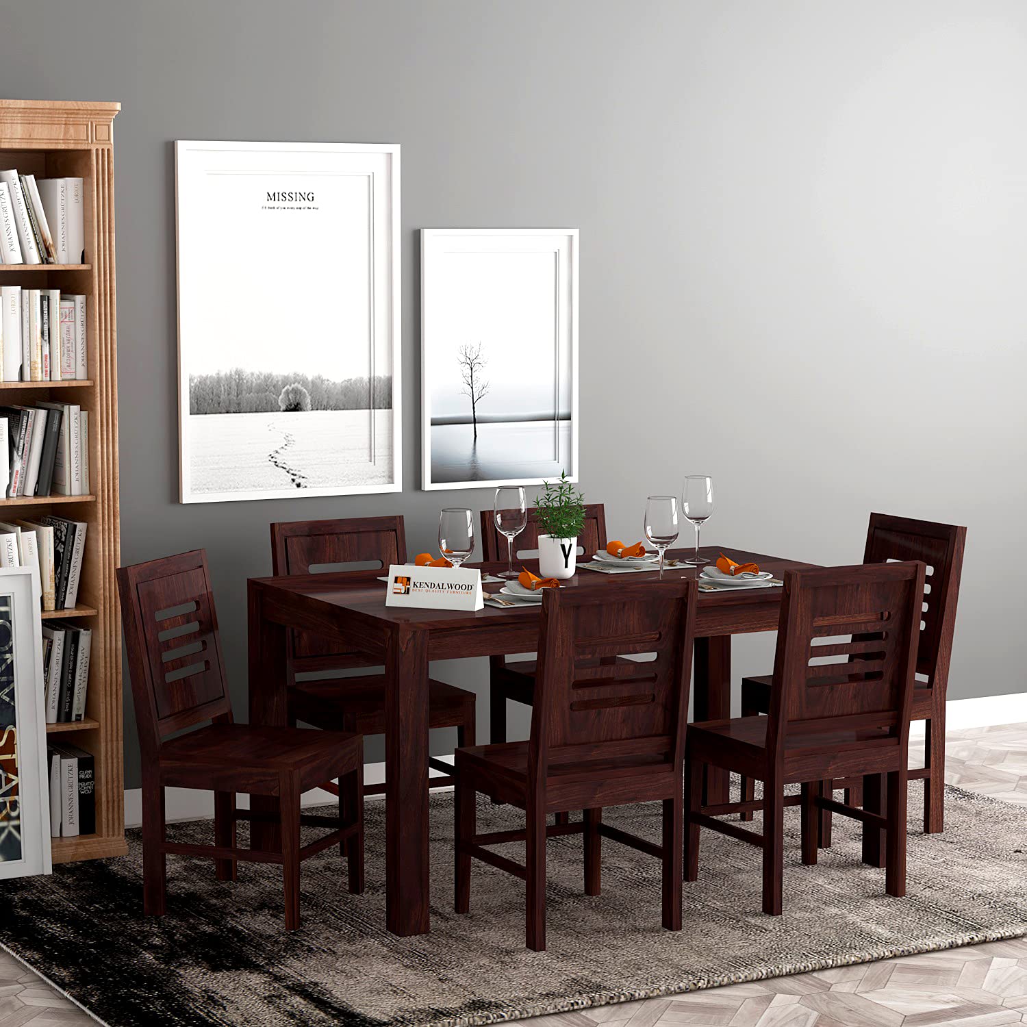 Sheesham Wood Wooden Dining Table with 6 Chairs | Home and Living Room