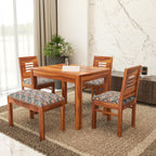Sheesham Wood Dining Table(34x34) with 3 Chairs & 1 Bench | 4 Seater Dining Set | Wooden Dining Table with Chair