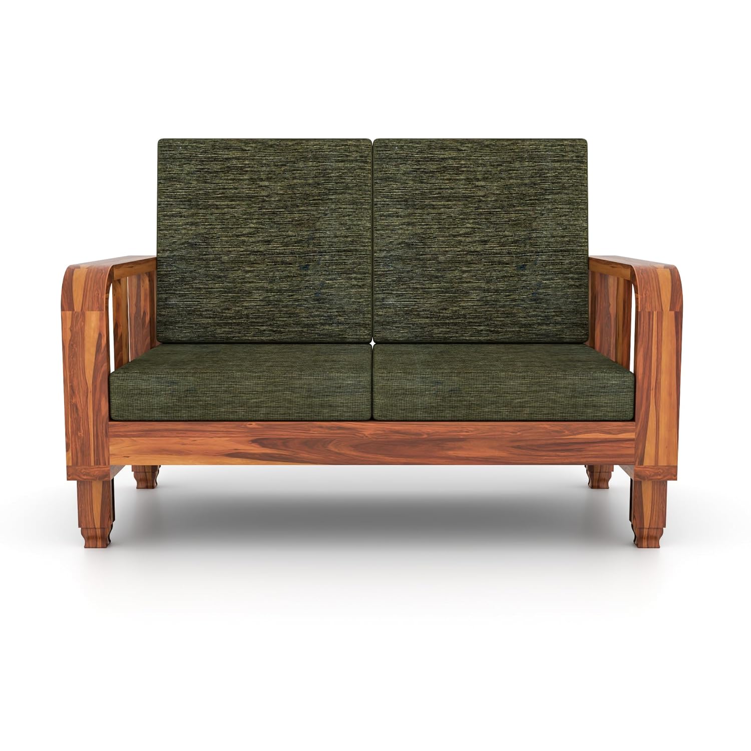 Solid Wood 2 Seater Wooden Sofa Set for Living Room Furniture Fabric 2 Seater Sofa