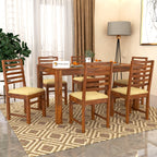 Sheesham Wood Dining Table(57x35 Inch) with 6 Chairs | 6 Seater Dining Set | Wooden Dining Table with Chair - Dining Room Furniture