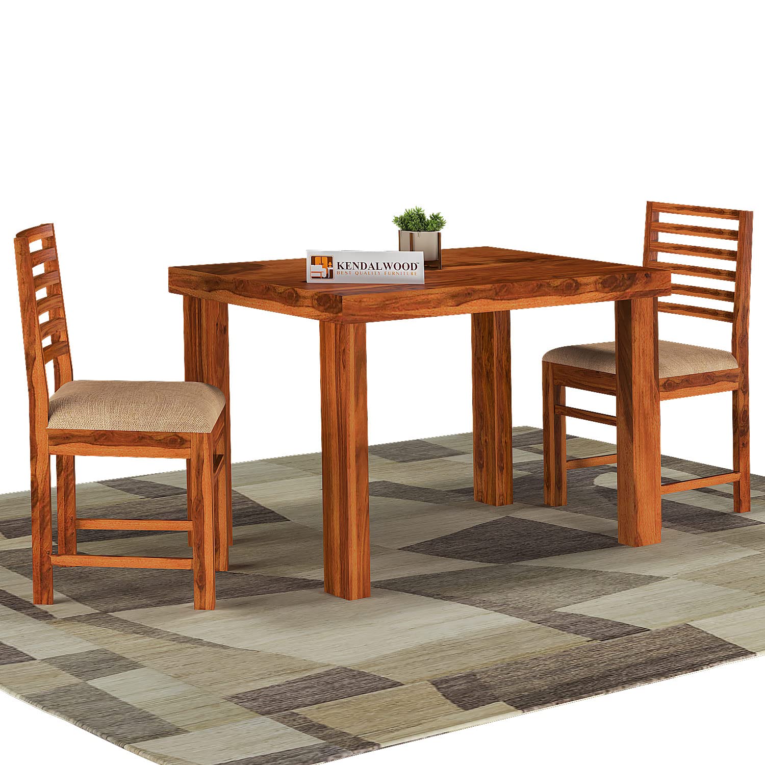 Sheesham Wood Dining Table (45x30 Inch) with 2 Chairs | Wooden Dining Table with Chair - Dining Room Furniture