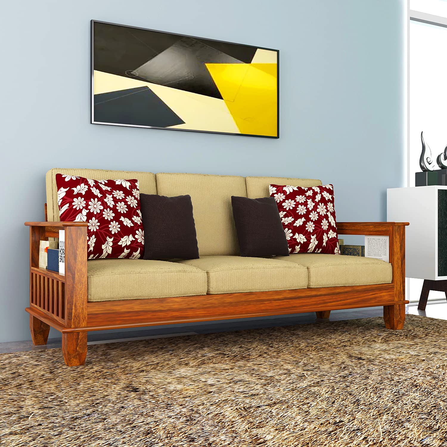 Kendalwood Furniture Solid Sheesham Wood Sofa Set | Wooden Sofa Set | Living Room Furniture