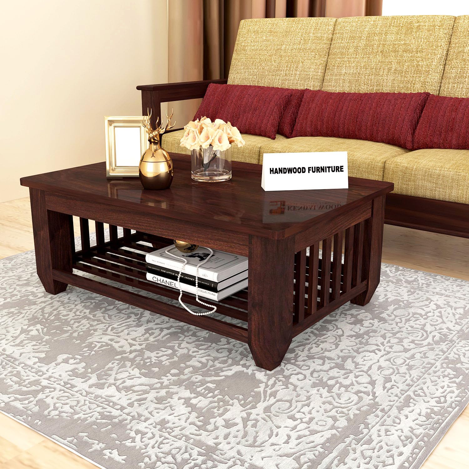 Premium Sheesham Wood Coffee Table for Living Room | Solid Wood Coffee Table, Center Table, Tea Table | Wooden Coffee Table | Best Furniture for Home