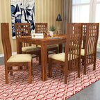 Sheesham Wood Dining Table(57x35) with 6 Chairs | 6 Seater Dining Set | Wooden Dining Table with Chair - Dining Room Furniture