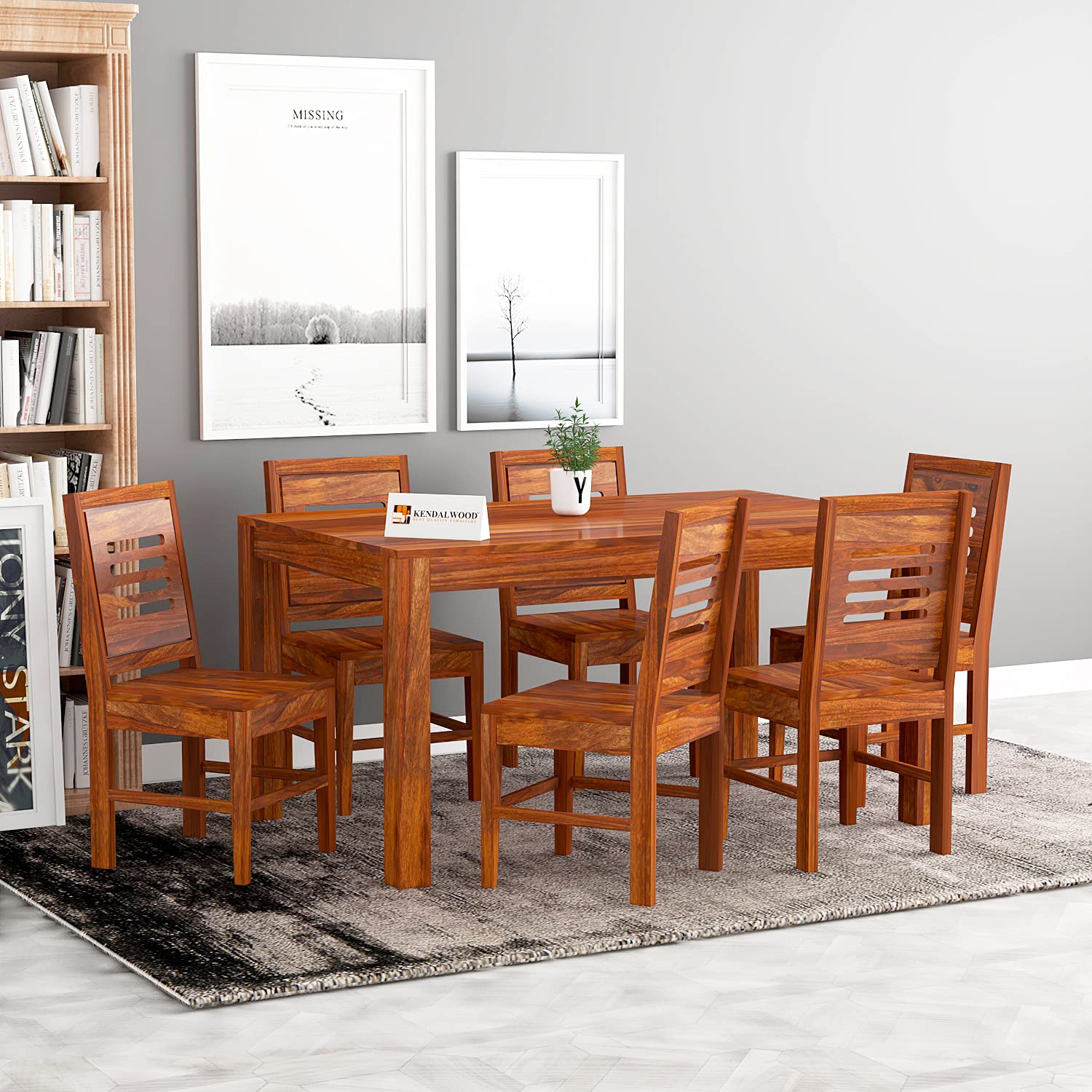 Sheesham Wood Wooden Dining Table with 6 Chairs | Home and Living Room