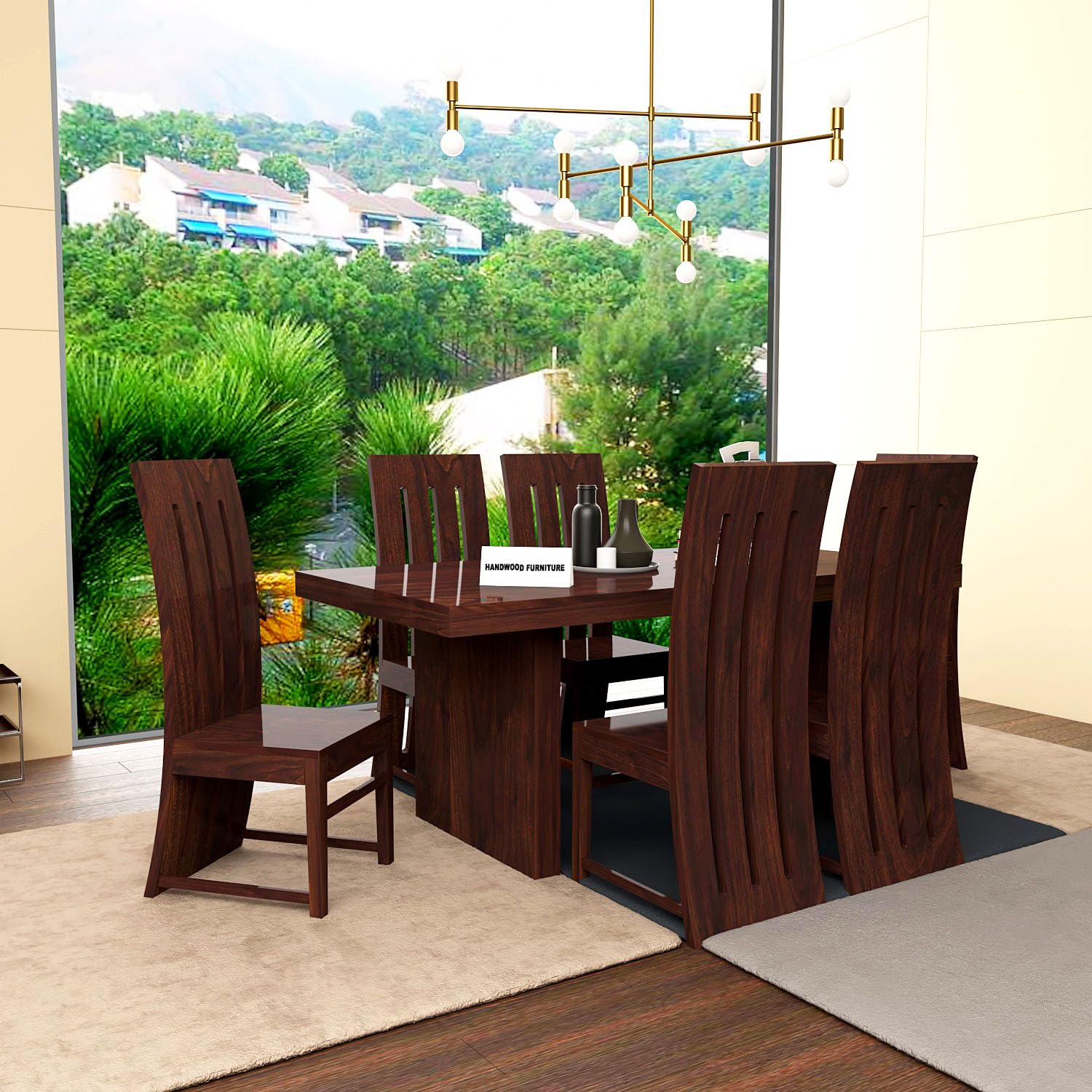 Sheesham Wood Dining Table (68x35) with 6 Chairs | 6 Seater Dining Set | Wooden Dining Table with Chair - Dining Room Furniture