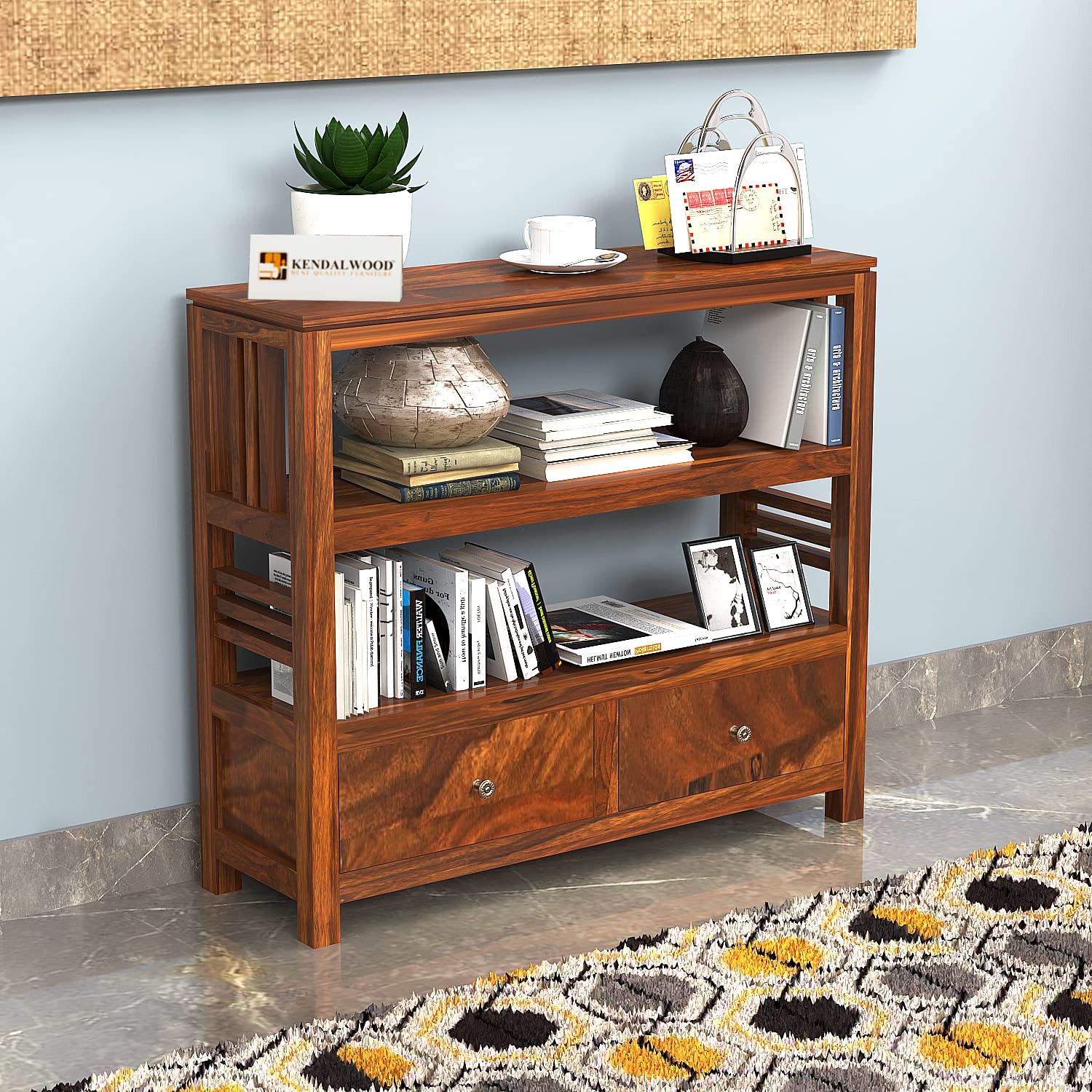 Solid Wood Console Table with Drawer | Kitchen Rack | Book Shelves