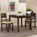 Sheesham Wood Dining Table Square (34x34 inch) with 2 Chair | 2 Seater Dining Set