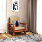 Solid Wood 1 Seater Wooden Sofa Set for Living Room Furniture | Sofa for Home & Office | 1 Seater Sofa