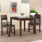 Premium Sheesham Wood Dining Table (34x34) with 2 Chairs | 2 Seater Dining Set | Wooden Dining Table with Chair | Dining Room Furniture