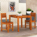 Sheesham Wood Dining Table Square (34x34 inch) with 2 Chair | 2 Seater Dining Set