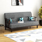 Solid Wood 3 Seater Wooden Sofa Set for Living Room Furniture Fabric 3 Seater Sofa
