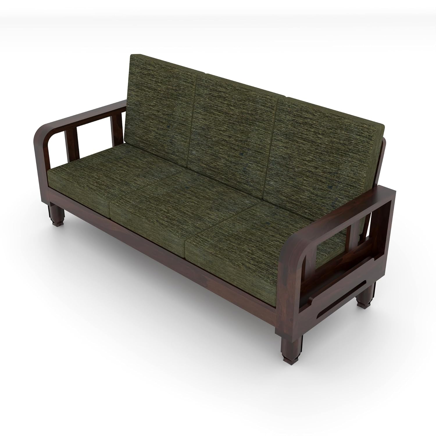 Solid Wood 6 Seater Wooden Sofa Set for Living Room Furniture 6 Seater 3+2+1 Fabric Sofa Set with Center Table