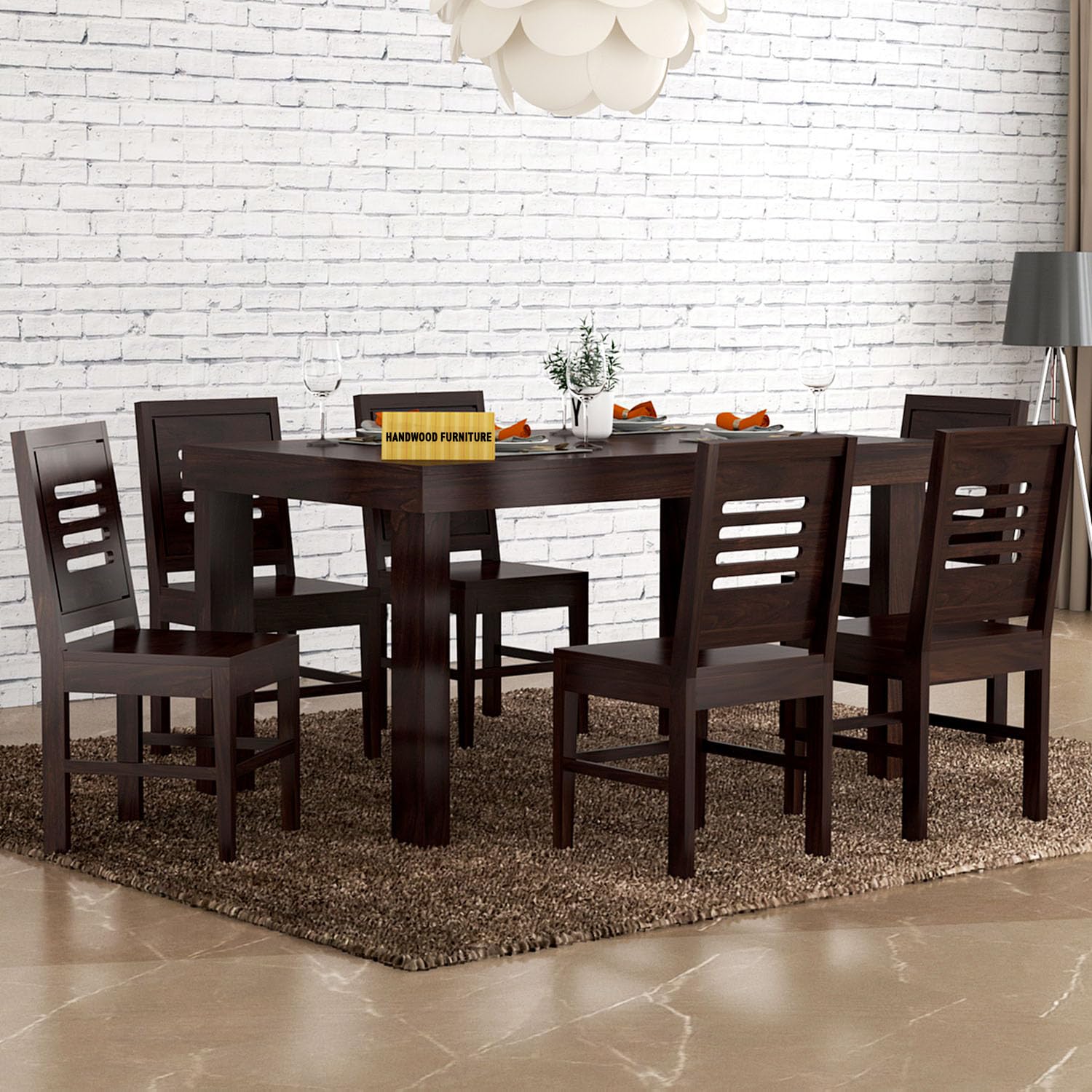 Sheesham Wood Dining Table(57x35) with 6 Chairs | 6 Seater Dining Set | Wooden Dining Table with Chair | Dining Room Furniture