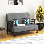 Solid Wood 2 Seater Wooden Sofa Set for Living Room Furniture Fabric 2 Seater Sofa