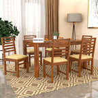 Sheesham Wood Dining Table(57x35) with 6 Chairs | 6 Seater Dining Set | Wooden Dining Table with Chair - Dining Room Furniture