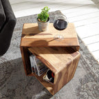 Sheesham Wood Bedside Table, Nested Cube - Set of 2
