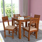 Sheesham Wood CNC Cutting Dining Table with 4 Chairs, | 4 Seater Dining Set