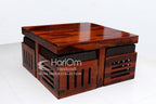 KendalWood Furniture Capsule Cut Sheesham Wood Coffee Table for Living Room