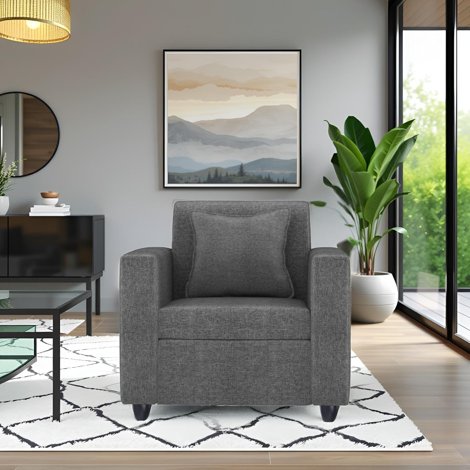 1 Seater Fabric Sofa Set for Living Room Furniture | Fabric 1 Seater Sofa Set | Sofa for Home & Office