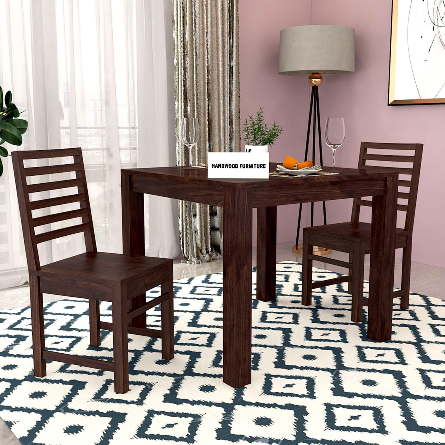 Premium Sheesham Wood Dining Table(45x30) with 2 Chairs | 2 Seater Dining Set | Wooden Dining Table with Chair | Dining Room Furniture