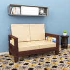 Solid Wood 2 Seater Wooden Sofa Set for Living Room Furniture Fabric 2 Seater Sofa