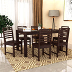 Sheesham Wood Dining Table(57x35 Inch) with 6 Chairs | 6 Seater Dining Set | Wooden Dining Table with Chair - Dining Room Furniture
