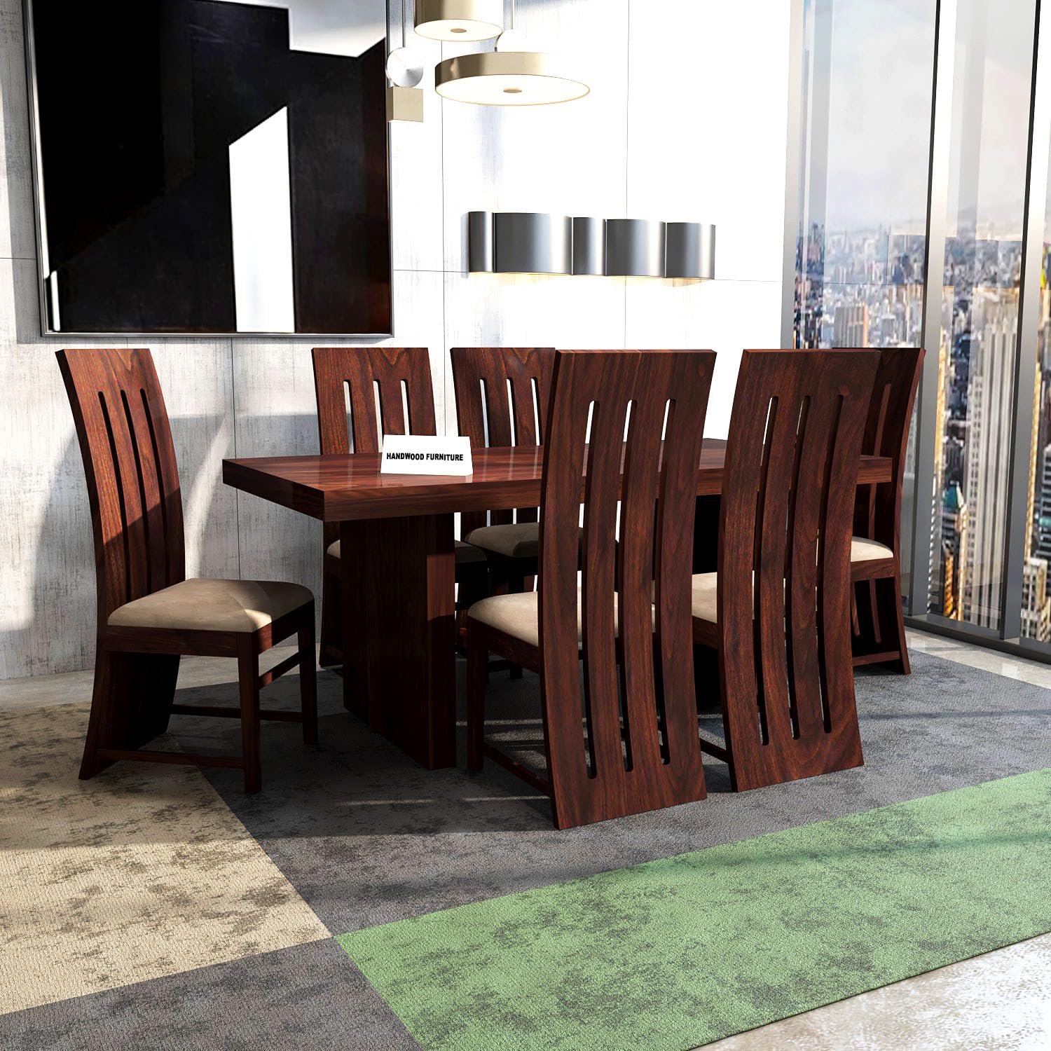 Sheesham Wood Dining Table (68x35) with 6 Chairs | 6 Seater Dining Set | Wooden Dining Table with Chair - Dining Room Furniture