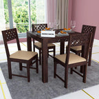 Premium Sheesham Wood Dining Table (34x34) with 4 Chairs |4 Seater Dining Set | Wooden Dining Table with Chair | Dining Room Furniture