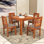 Sheesham Wood Dining Table (34x34 Inch) with 4 Chairs | Wooden Dining Table with Chair | Dining Room Furniture