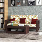 Solid Wood 3 Seater Wooden Sofa Set for Living Room Furniture | Fabric 3 Seater Sofa Set with Center Table