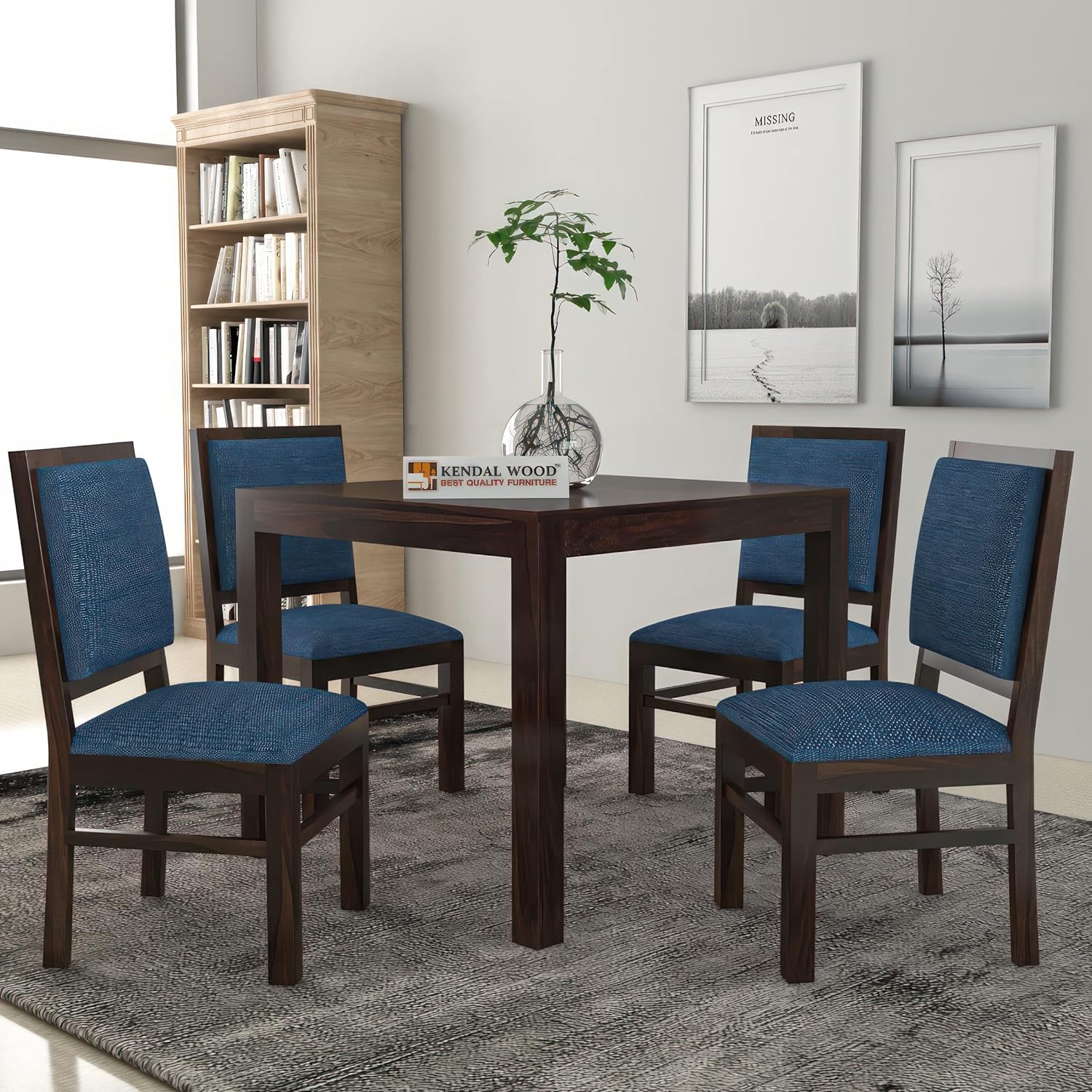 Premium Dining Room Furniture Wooden Dining Table with 4 Chairs Solid Wood 4 Seater Dining Set
